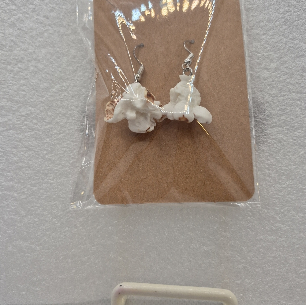 White Pop Corn Earrings -